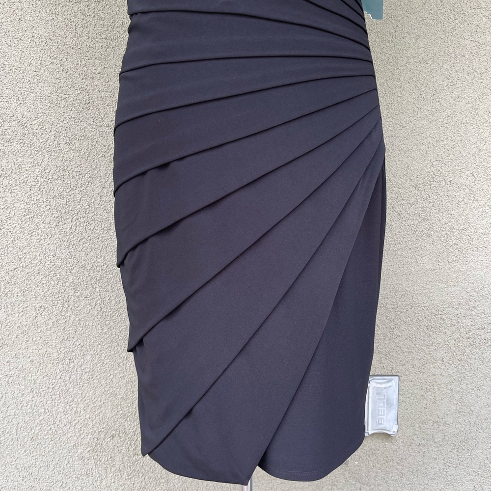 NEW Lauren by Ralph Lauren pleated black faux wrap dress - Picture 3 of 8